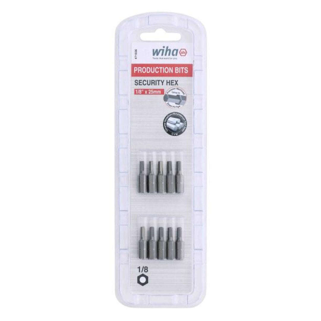 Wiha Tools 71936 Security Hex Insert Bit, 1/8" x 25 mm, 10 Pk.