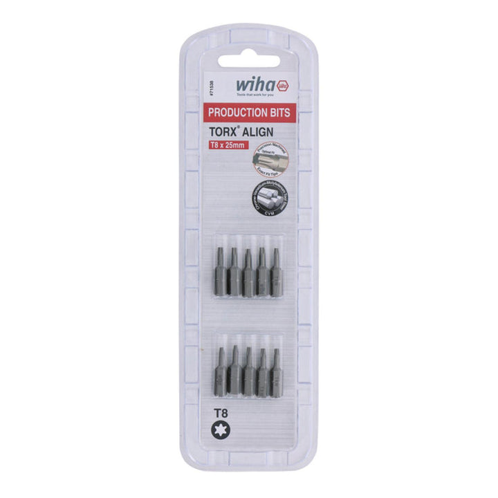 Wiha Tools 71538 T8 x 38mm TORX® Align Insert Bit, 10 Pack