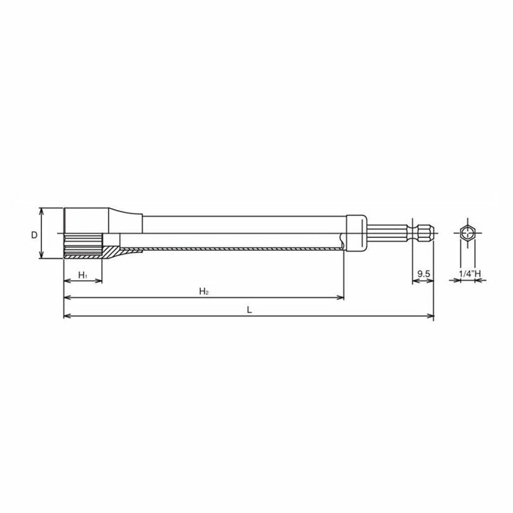 Ko-ken BD008E.165-17(12P) 1/4 Hex Dr. Long Socket 17mm 12 point 165mm