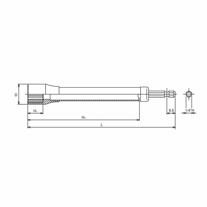 Ko-Ken BD008E.165-19(12P) 1/4 Hex Dr. Long Socket 19mm 12 point 165mm