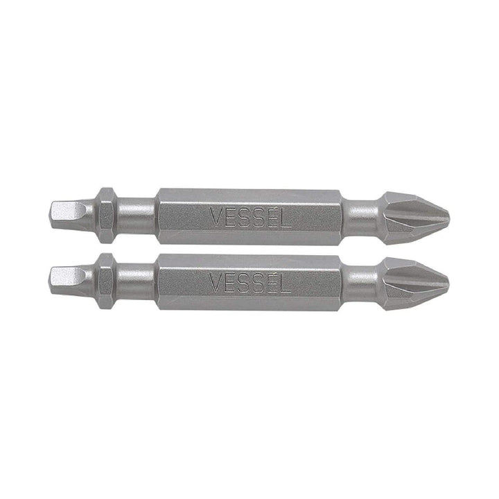 Vessel Tools DEPH2SQ250P2 Neck Torsion Double-Ended Power Bits, PH2 x SQ2 x 50 mm, 2 Pc.