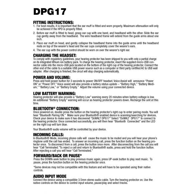 DEWALT DPG17 Bluetooth Hearing Protector