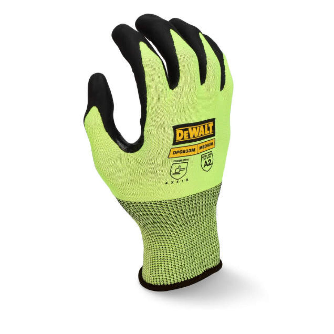 DEWALT DPG833 Hi-Vis Touchscreen Micro Foam Nitrile A2 Cut Glove