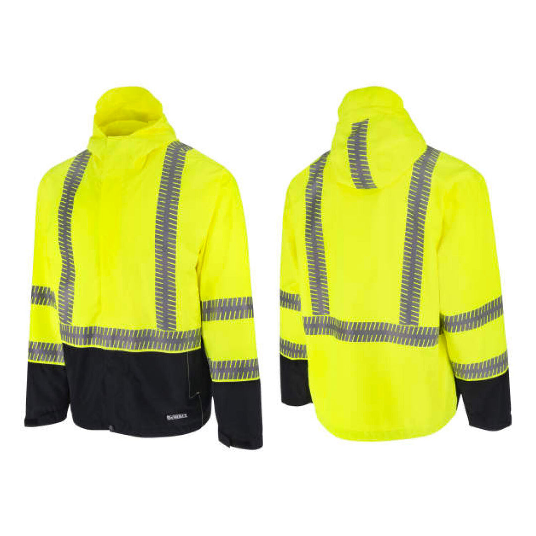 DEWALT DRW21 Class 3 Ripstop Wind and Rain Jacket- Hi-Vis Green