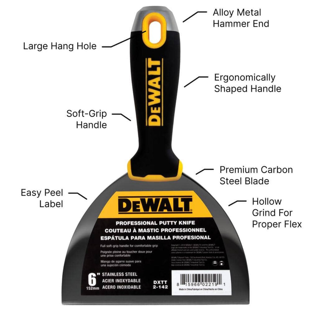 Dewalt DXTT-2-152 6 in. Carbon Steel Joint Knife with Soft Grip Handle