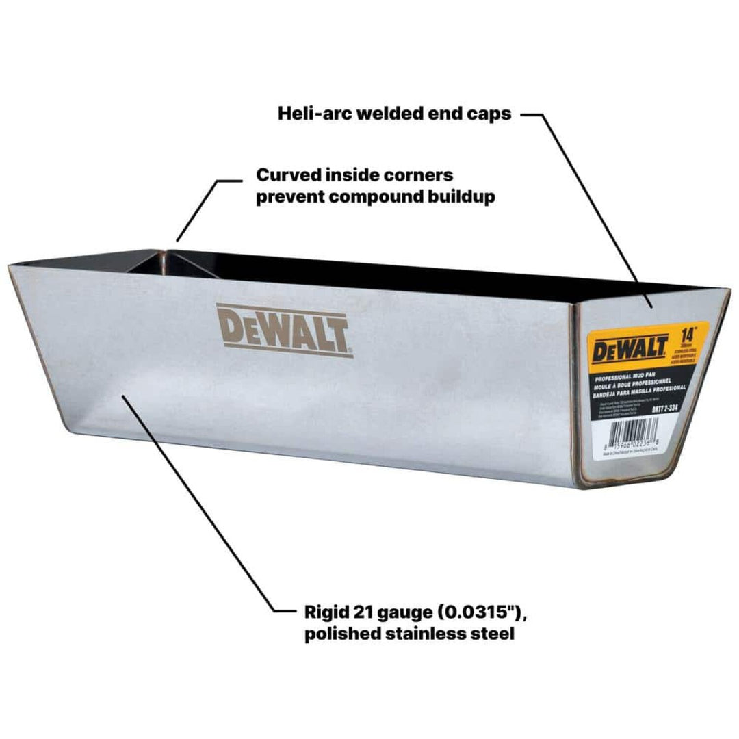 Dewalt DXTT-2-334 14 in. Stainless Steel Mud Pan with Curved Bottom