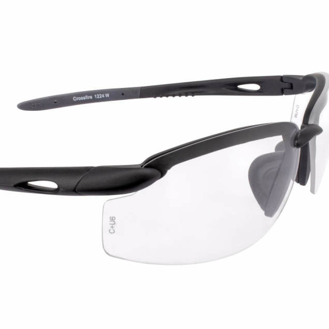 Crossfire ES5W Premium Safety Eyewear - Matte Black Frame - Clear Lens