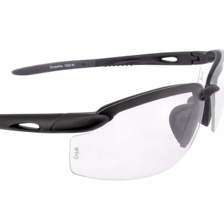 Crossfire ES5W Premium Safety Eyewear - Matte Black Frame - Clear Lens