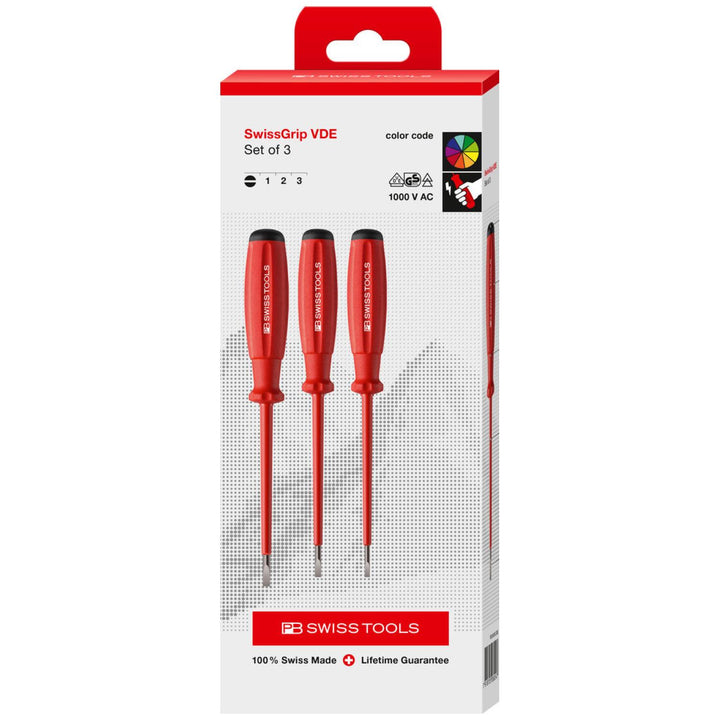 PB Swiss Tools PB 58539 SwissGrip VDE Screwdriver Set, Insulated, 3pcs
