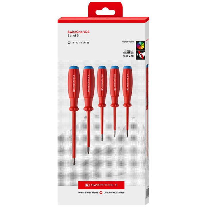 PB Swiss Tools PB 58549 SwissGrip VDE Screwdriver Set, Insulated, 5pcs