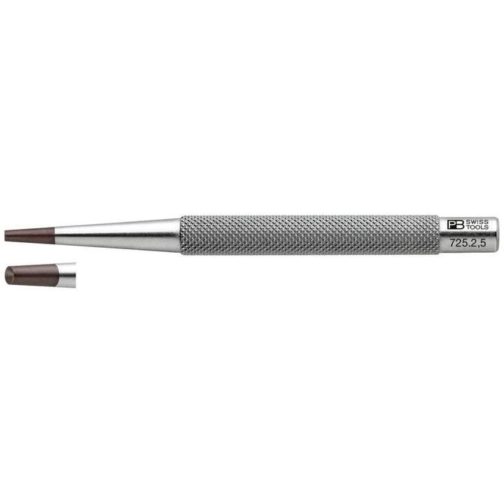 PB Swiss Tools PB 725.2,5 Knurled Nail Punches w/ Concave Tip, 2.5 mm