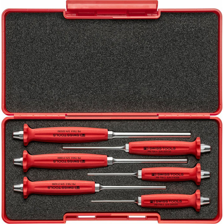 PB Swiss Tools PB 758.SET Grip Parallel Pin Punch Set, 6 pcs
