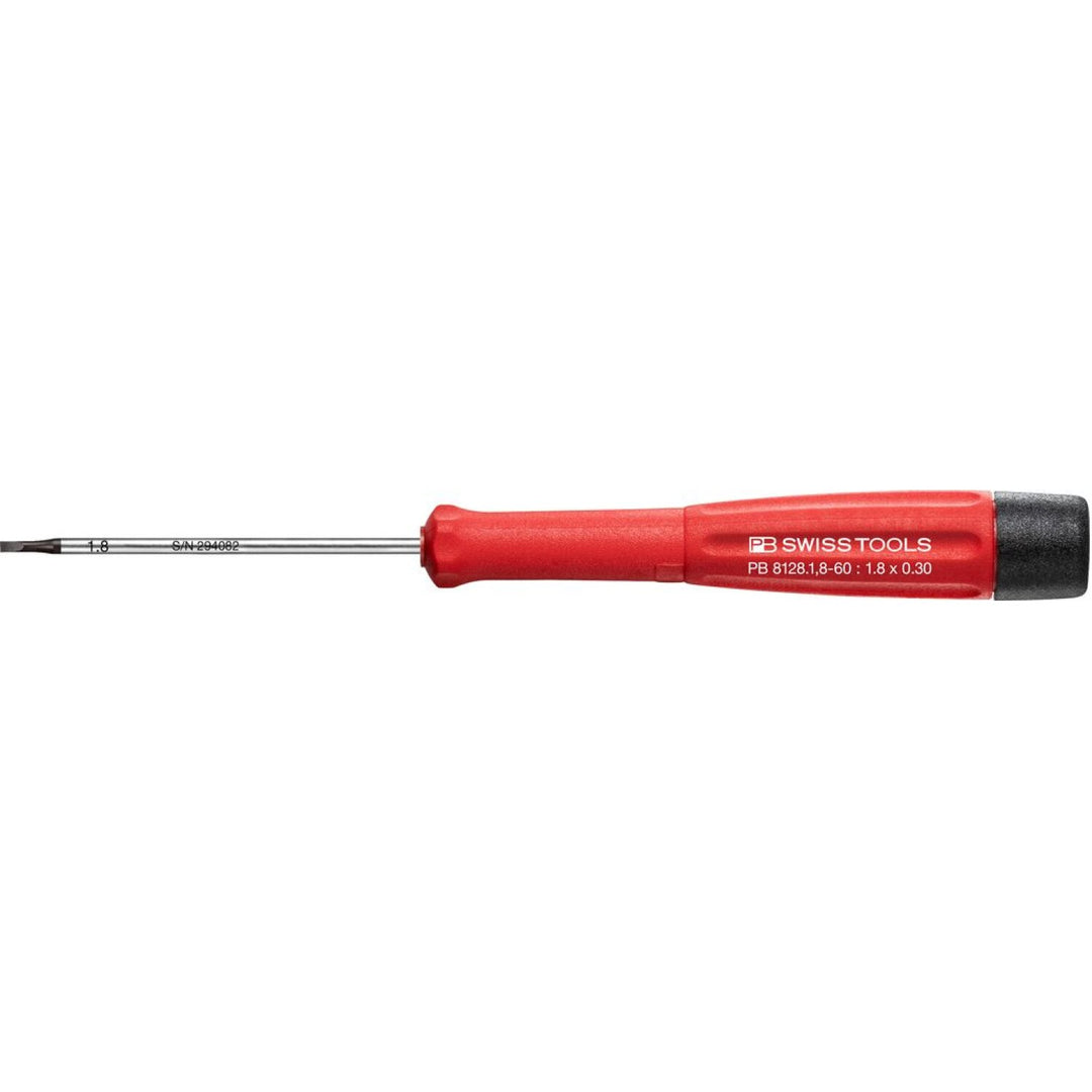 PB Swiss Tools PB 8128.1,8-60 Electronics Screwdriver for Slotted Screws, Precision 1.8 x 60 mm