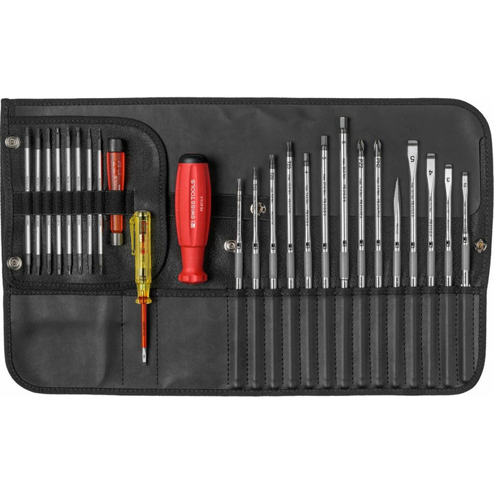 PB Swiss Tools PB 8515 SwissGrip Interchangeable Blade Screwdriver Set, w/ Roll-Up Case - 31 tools in 1