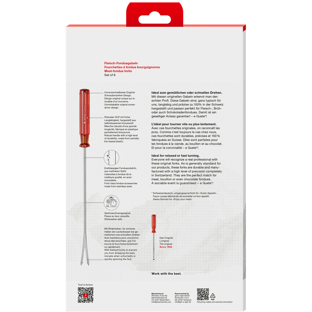 PB Swiss Tools PB 4041.CBB 6 Set Of Fondue Forks For Meat