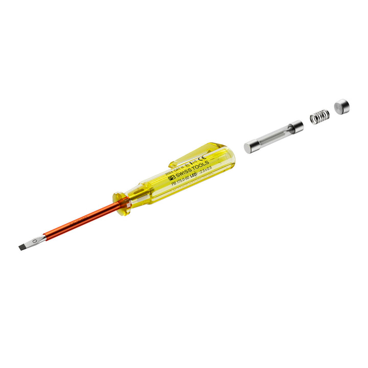 PB Swiss PB 175.0-60 LED 100-250 VAC Phase Tester & Slotted Screwdriver, 2.5 x 0.5 mm