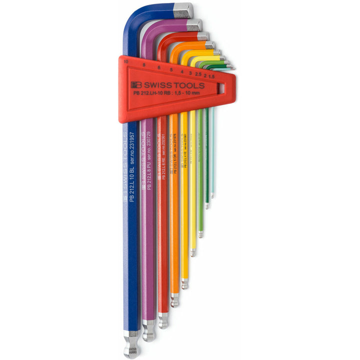 PB Swiss Tools PB 212.LH-10 RB Rainbow Ball End Hex Set, 1.5 - 10 mm, 9 Pc.
