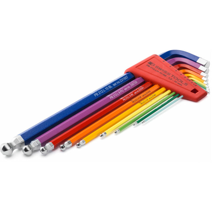 PB Swiss Tools PB 212.LH-10 RB Rainbow Ball End Hex Set, 1.5 - 10 mm, 9 Pc.