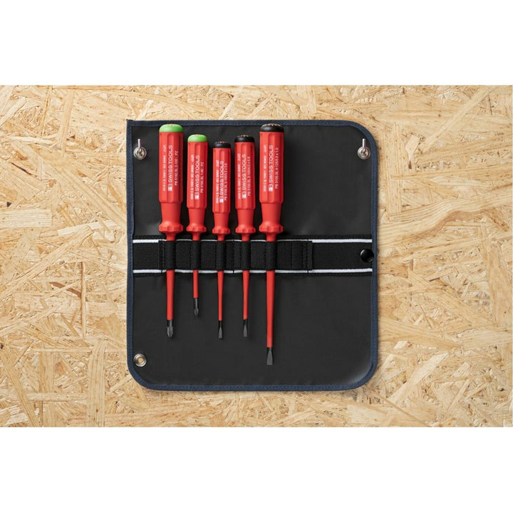 PB Swiss PB 5543.SU SL GY Screwdriver Set Slotted/PoziDriv with Classic VDE Handle 1000V Insulated 5-Pcs