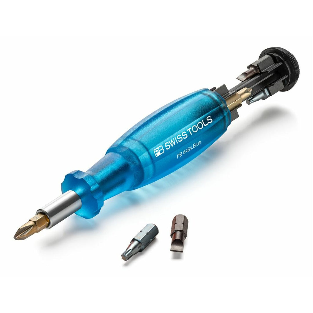 PB Swiss PB 6464.Blue Bit Holding Screwdriver with Magazine, Slotted, Phillips, TORX®, 9 Pcs