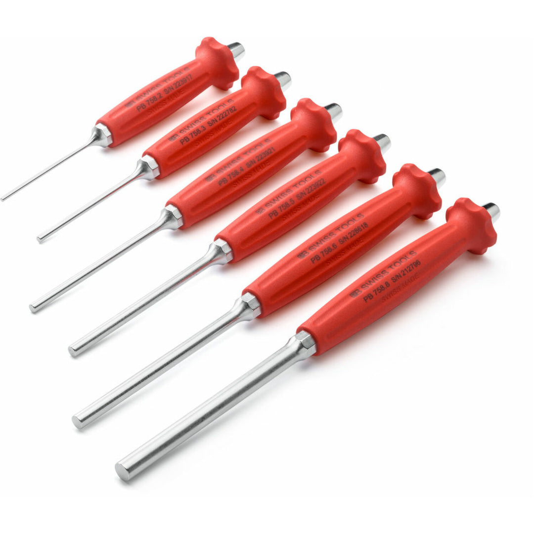 PB Swiss Tools PB 758.SET Grip Parallel Pin Punch Set, 6 pcs