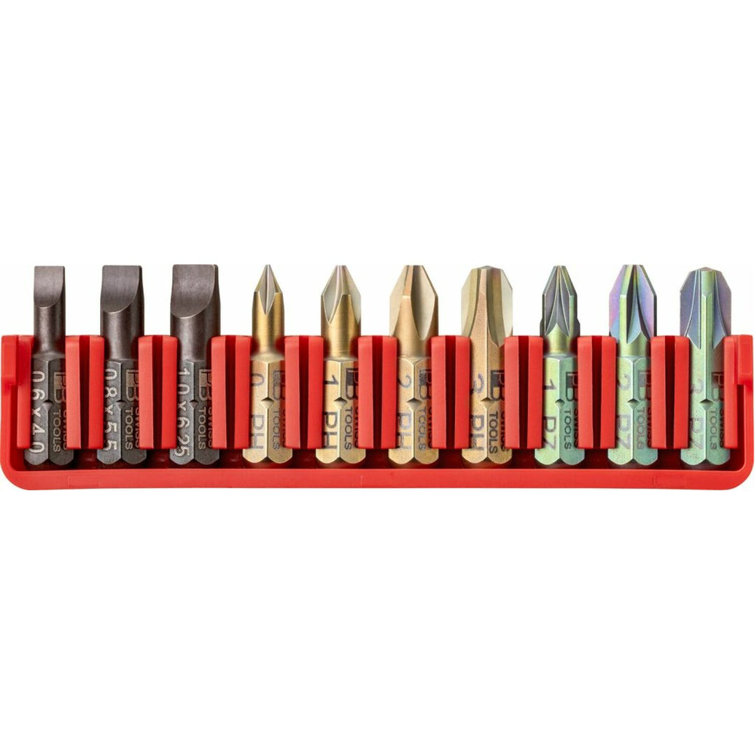 PB Swiss Tools PB C6.701 CN PrecisionBit 1/4", C6, with a Handy BitBlock 10 Pcs