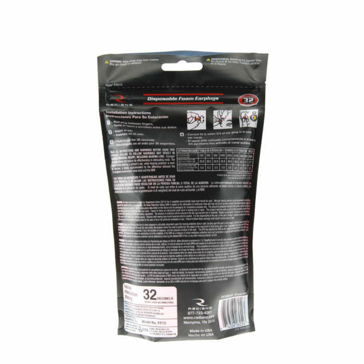 Radians FP70ABG50 Resistor 32 Foam Earplugs Bag - Uncorded - Aqua - 50 Pair Bag