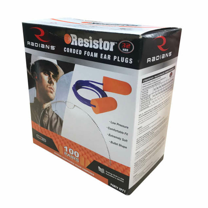 Radians FP71 Resistor 32 Disposable Foam Earplugs - Corded