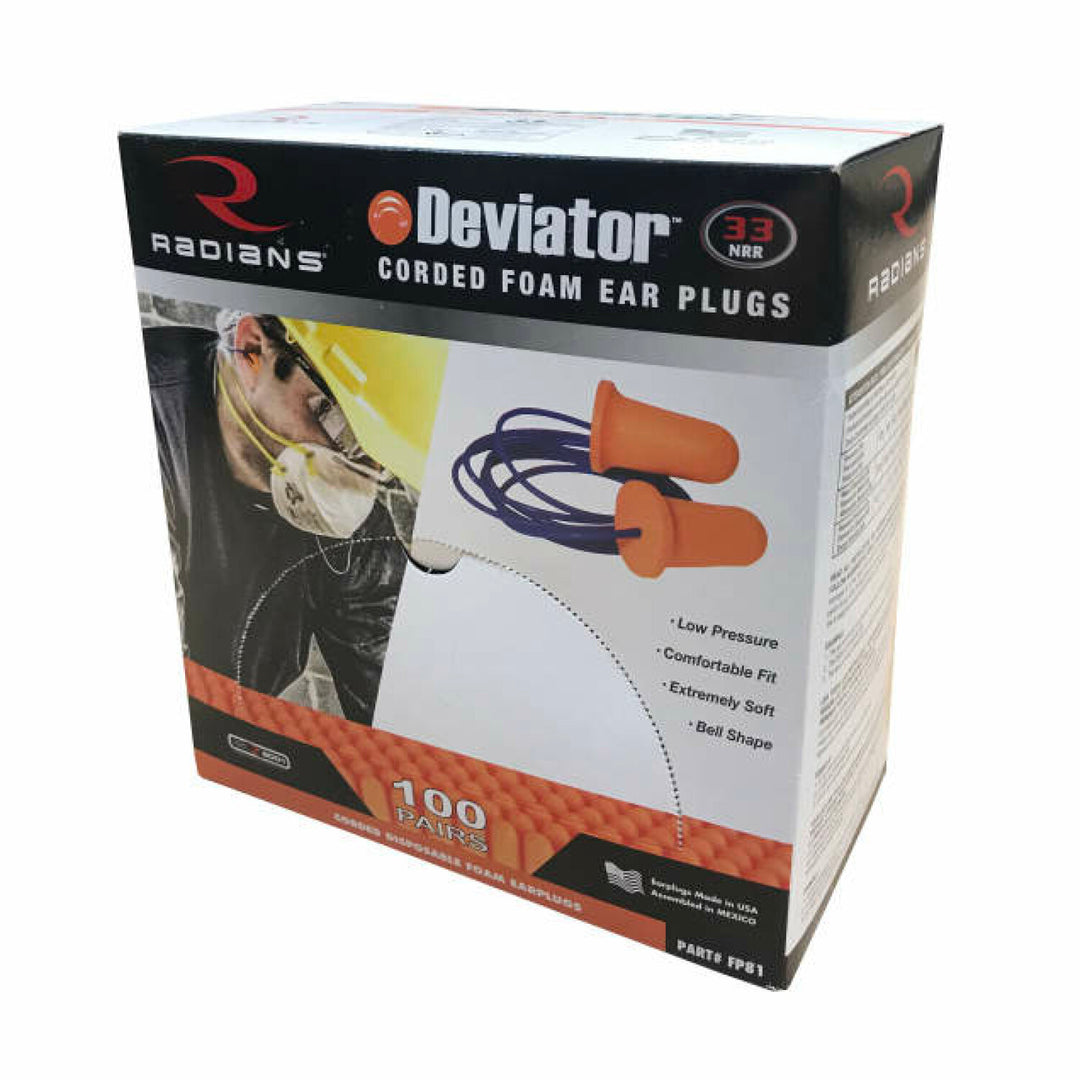 Radians FP81 Deviator 33 Disposable Foam Corded Earplugs