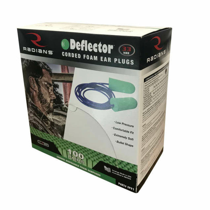 Radians FP91 Deflector 33 Disposable Foam Corded Earplugs