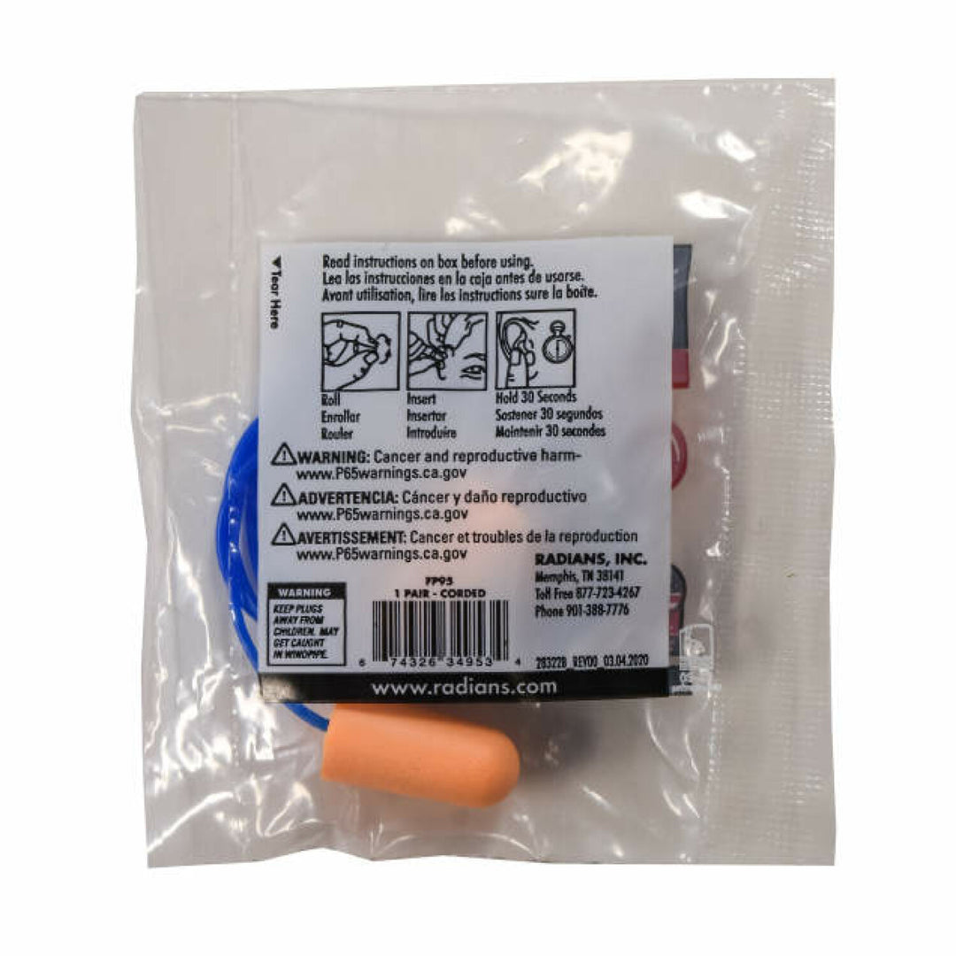 Radians FP95 EVADER 33 Disposable Foam Earplugs - Corded