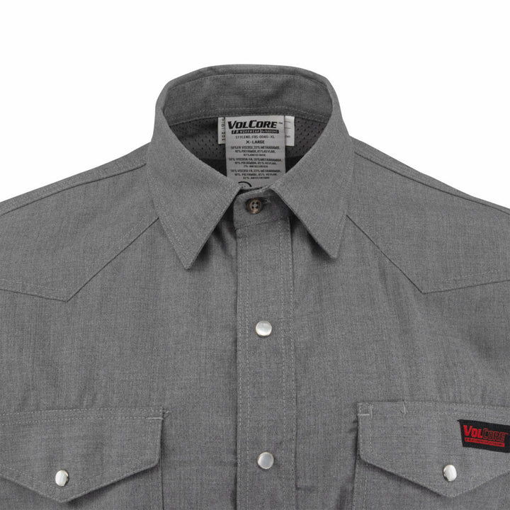 Radians FRS-004 VolCore® CAT 2 Vented Pearl Snap FR Shirt - Gray