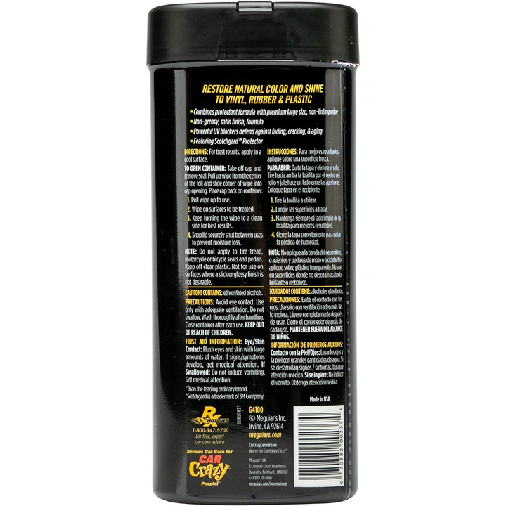 Meguiar's G4100 Natural Shine Protectant Wipes