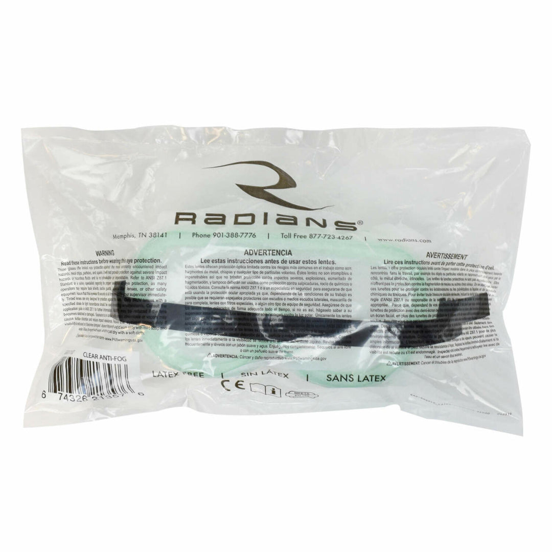 Radians Chemical Splash Safety Goggle - Clear Anti-Fog Lens