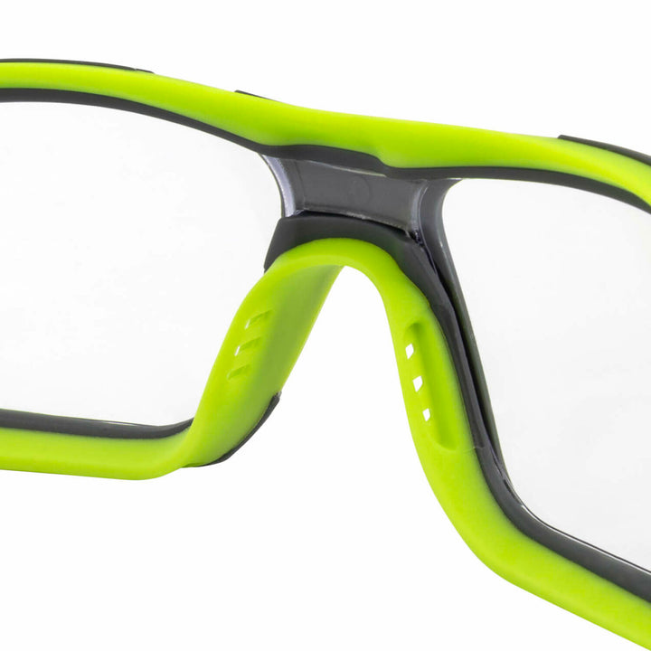 Radians GLYF® Safety Eyewear with Comfort Soft-Touch Liner - Hi-Vis/Gray Frame, Clear Lens