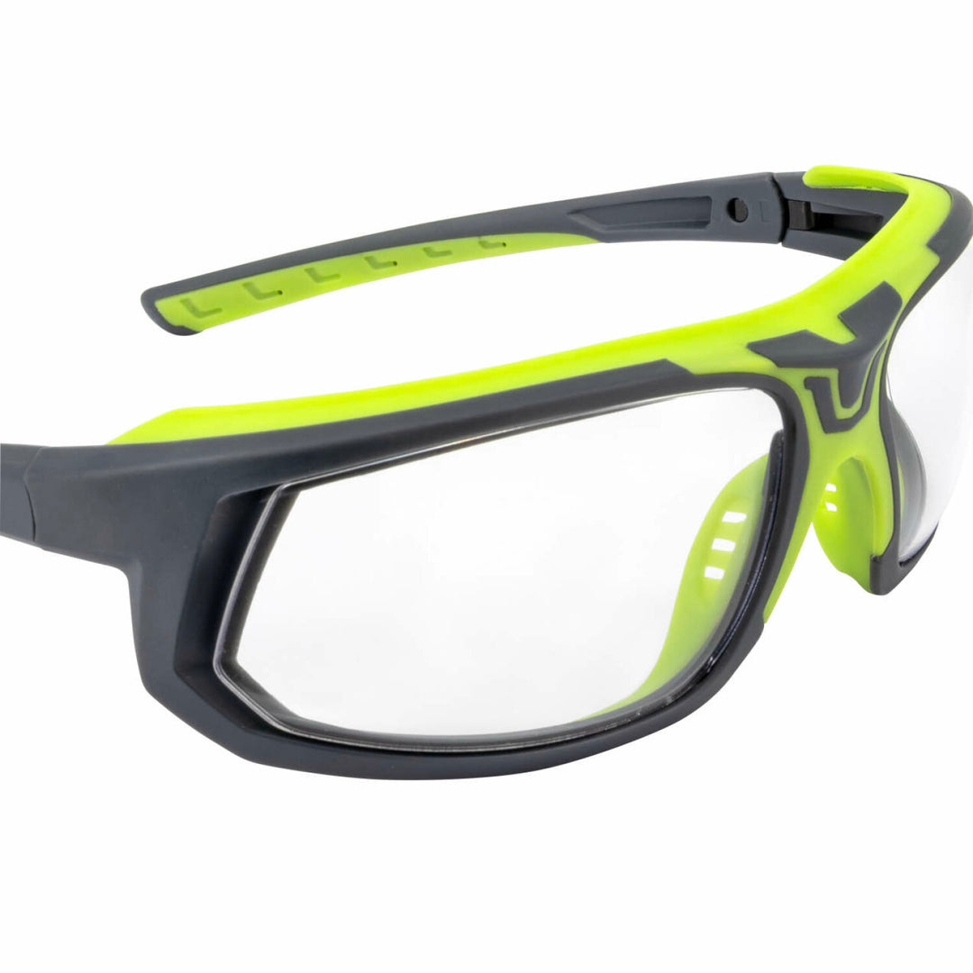 Radians GLYF® Safety Eyewear with Comfort Soft-Touch Liner - Hi-Vis/Gray Frame, Clear Lens