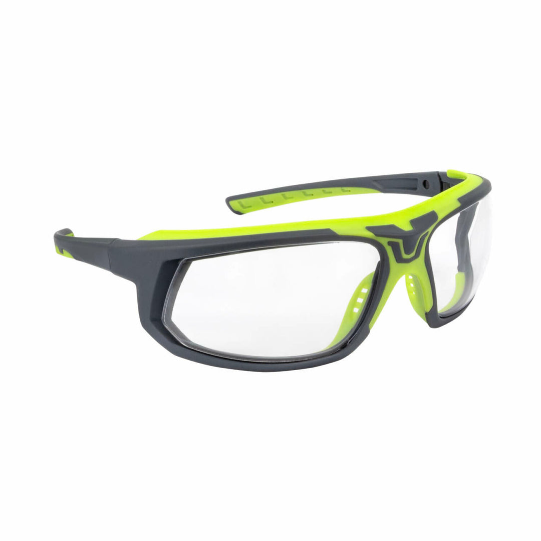 Radians GLYF® Safety Eyewear with Comfort Soft-Touch Liner - Hi-Vis/Gray Frame, Clear Lens