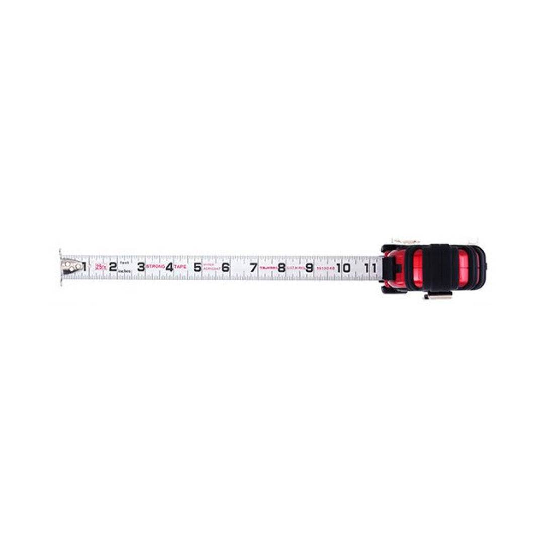 Tajima Tools GS-MC25BW GS-Lock Horned Magnetic Hook Tape Measure with Compatible Clip, 25 ft x 1 in