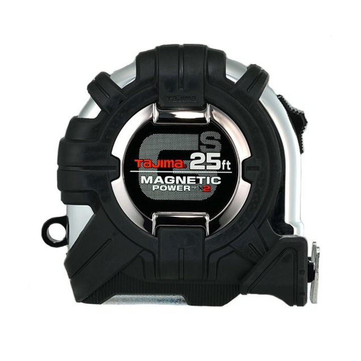 Tajima Tools GS-SC25BW GS-Lock Magnetic Power x2 Tape Measure with Compatible Clip, 25 ft x 1 in