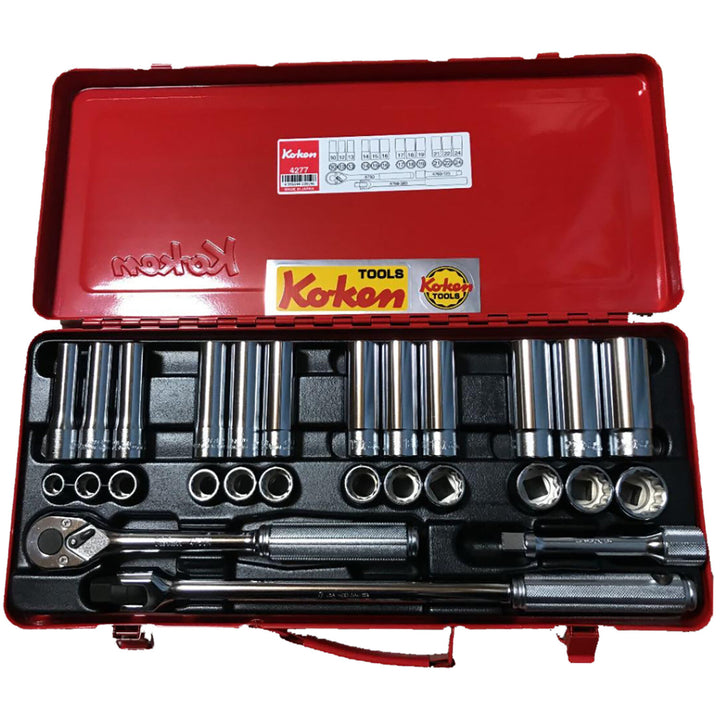 Ko-Ken 4277 1/2 Sq. Dr. Socket set 12 point 27 pieces