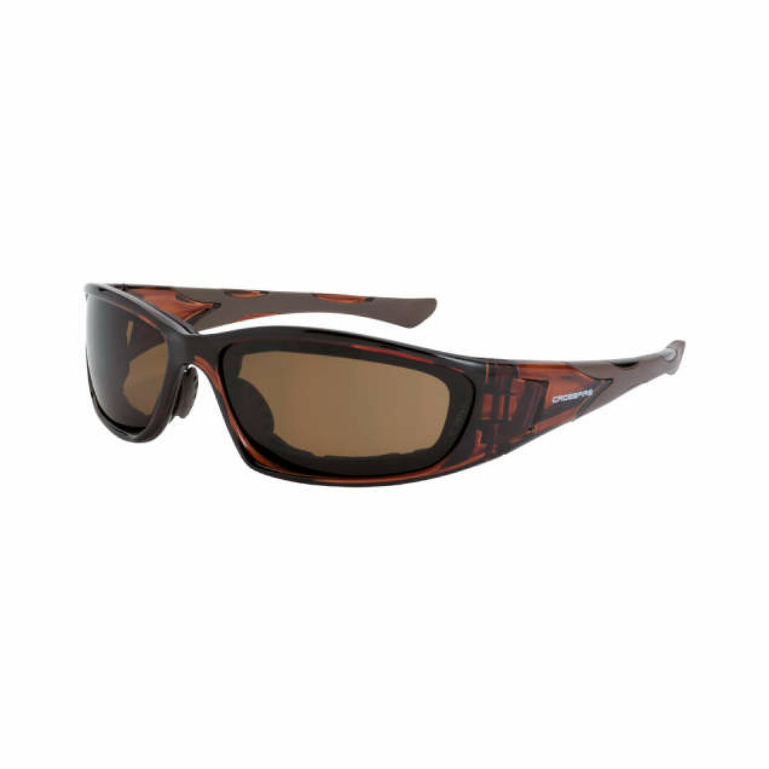 Crossfire MP7 Foam Lined Safety Eyewear - Crystal Brown Frame - HD Brown Anti-Fog Lens