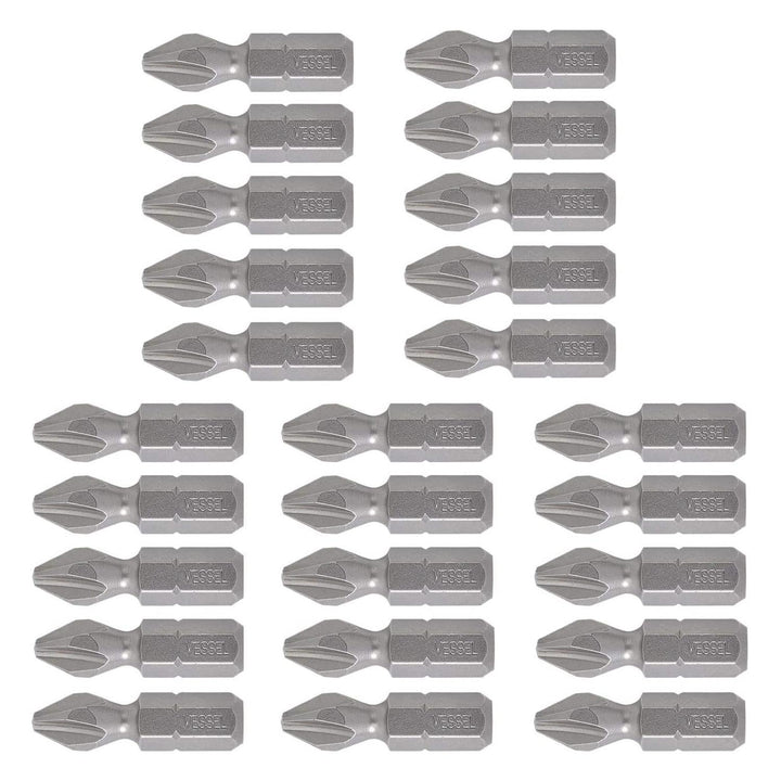 Vessel Tools NTPH2254P25T Neck Torsion Power Bits, PH2 x 25.4 mm, 25 Pc.