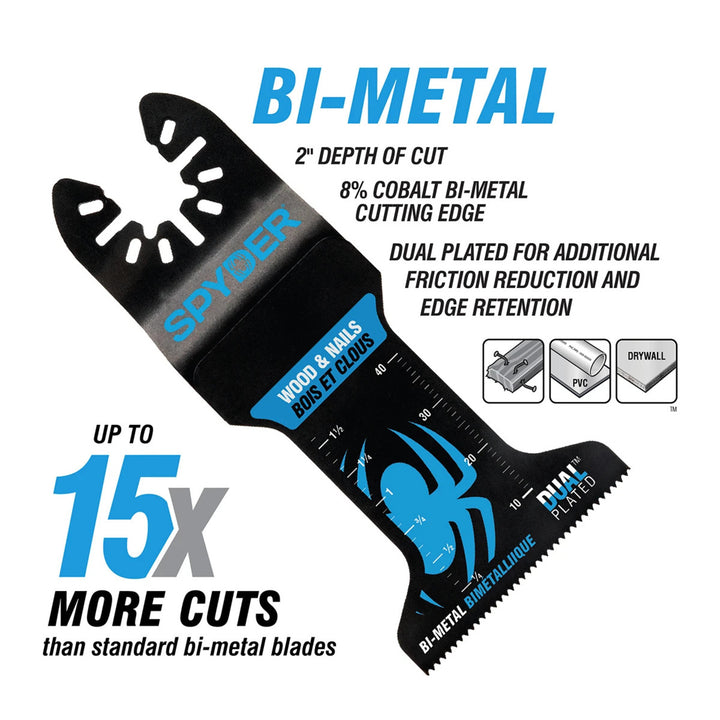 Spyder 70000 5-Piece Bi-Metal Wood And Metal Cutting Oscillating Tool Blade (1-3/4, 2-1/2, and 1-3/8-Inch)