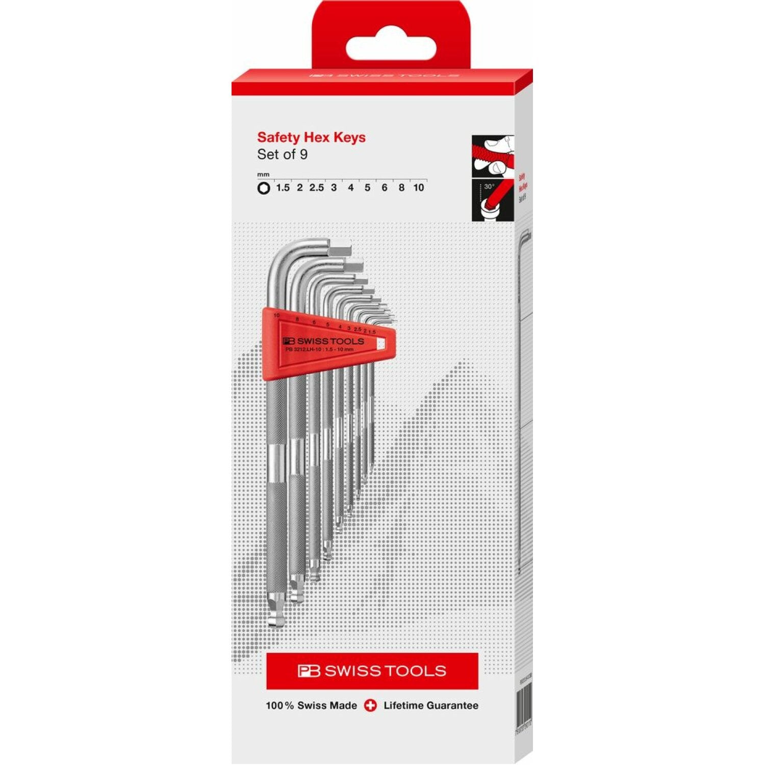 PB Swiss Tools PB 3212.LH-10 CBB Safety Hex Key L-Wrench Set In A