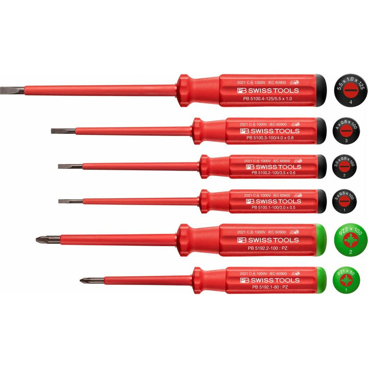 PB Swiss Tools PB 5543 Classic VDE Screwdriver Set, Slim, 6pcs