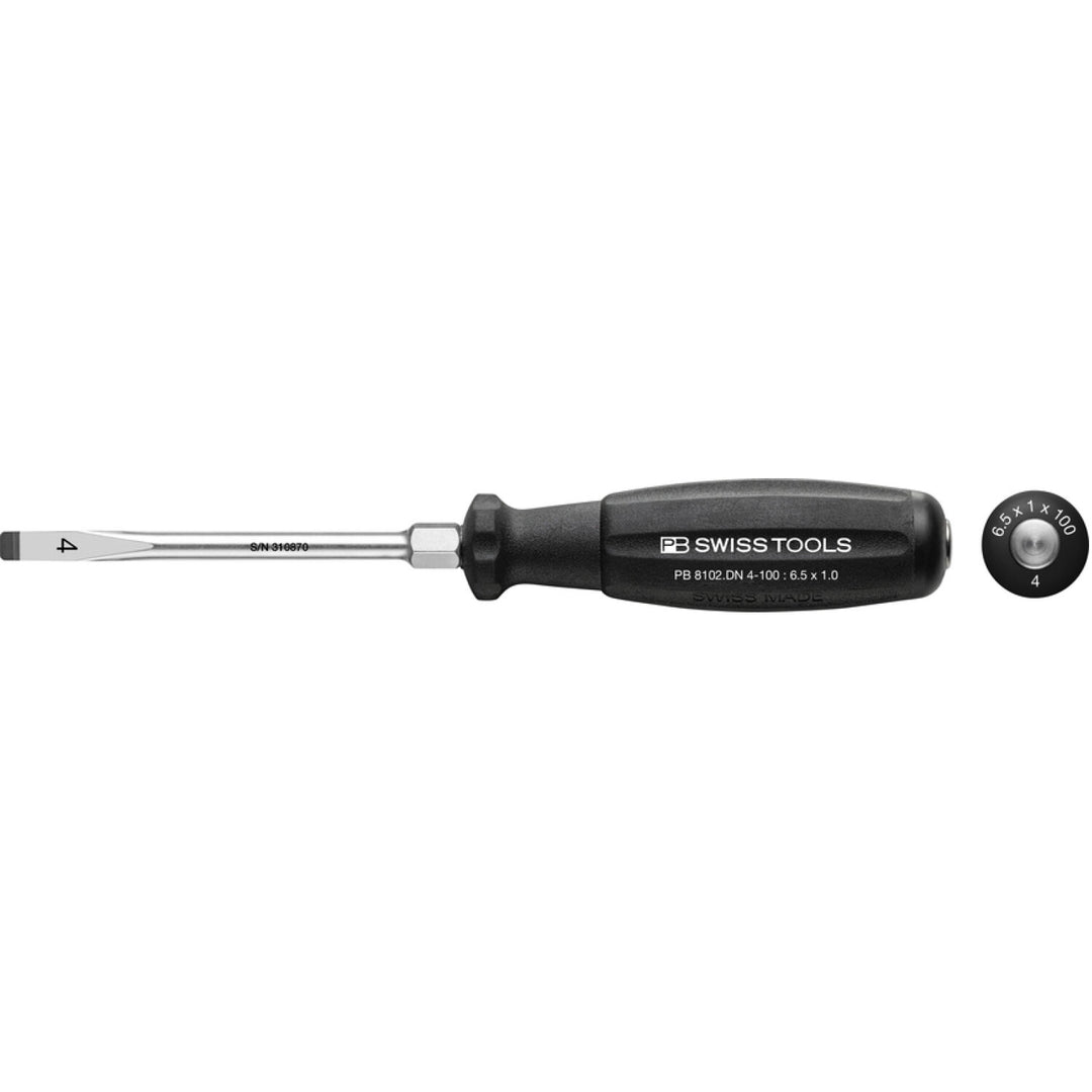 PB Swiss PB 8102.DN 4-100 SwissGrip Slotted Screwdrivers, 6.5 x 100 mm