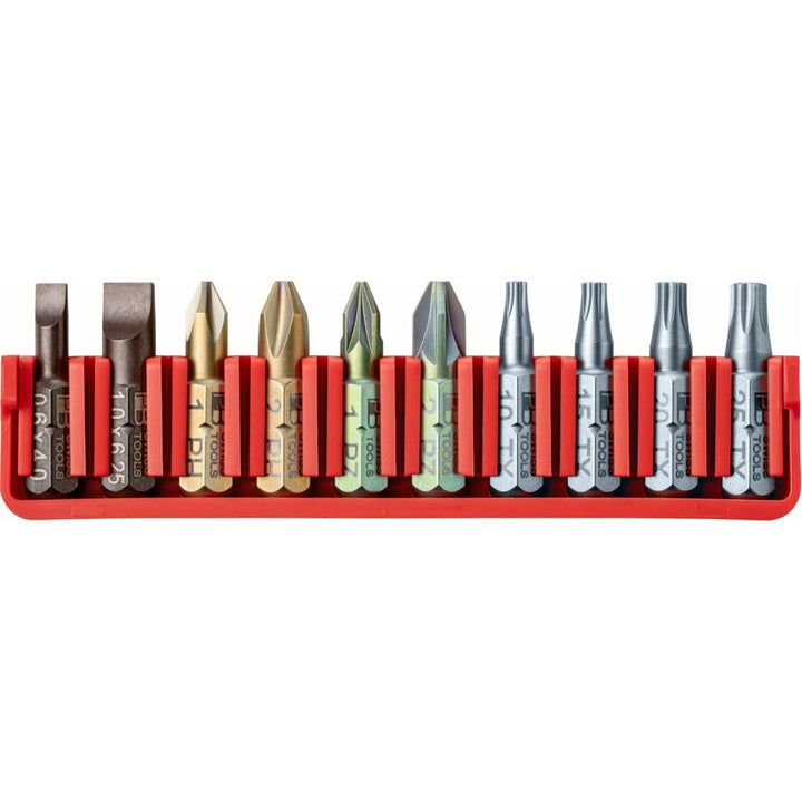 PB Swiss Tools PB C6.702 CN PrecisionBit, Shape C 6.3 (1/4”), Set With a Handy BitBlock, 10 Pieces