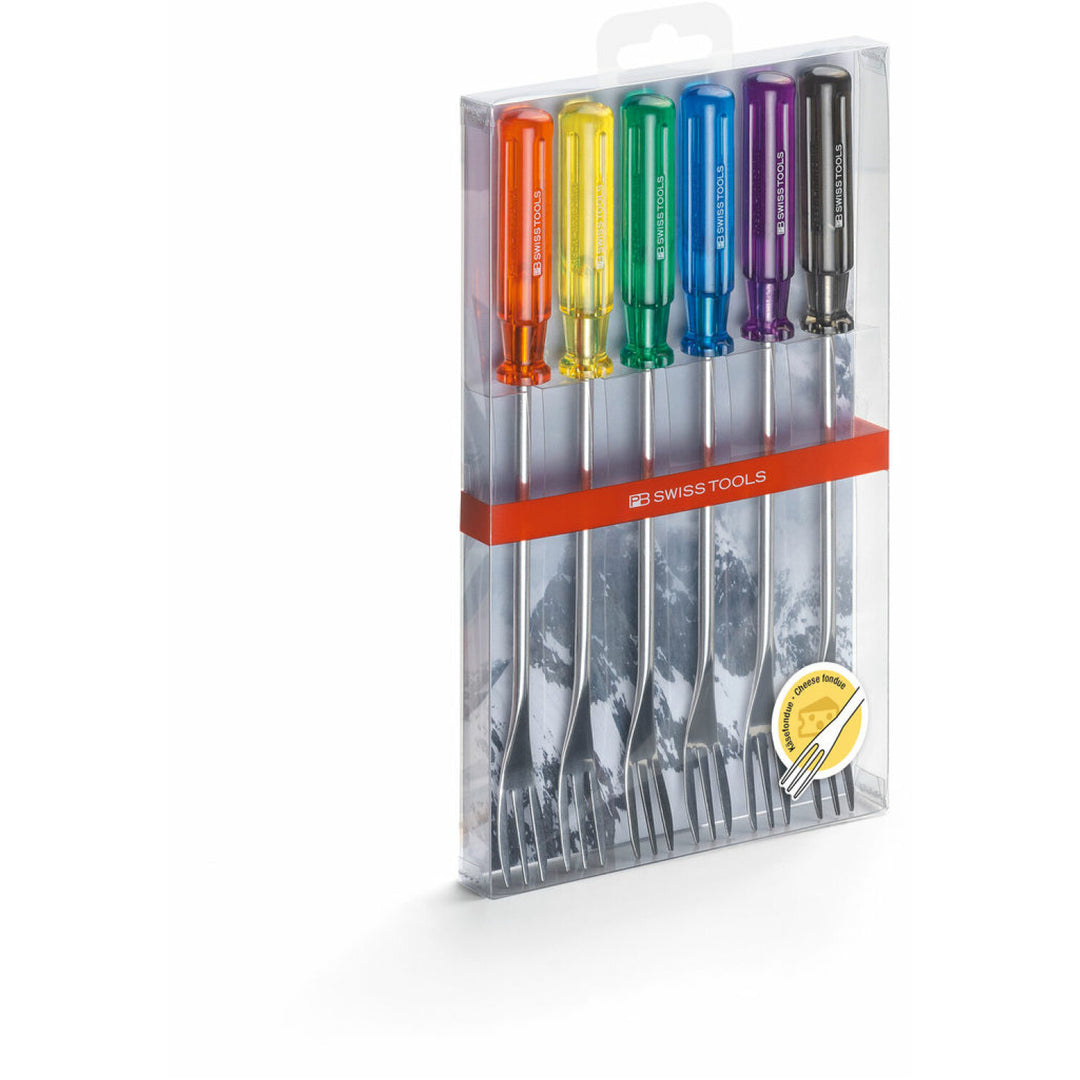 PB Swiss Tools PB 4040.SET PET Set of Fondue Forks in a Transparent Box 6 Pieces