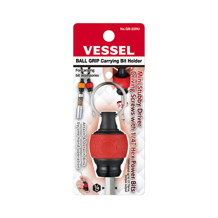 Vessel QB22RU Ball Grip Carrying Bit Holder - Red