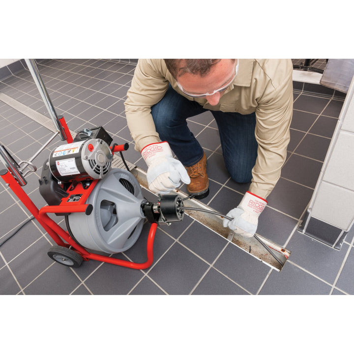 Ridgid 27008 K-400 Machine with Gloves & Std. Equipment: Two-Wheel Cart, AUTOFEED, C-32 IW 3/8" x 75' (10 mm x 23 m) Solid Core (Integral Wound) Cable, T-260 Tool Set